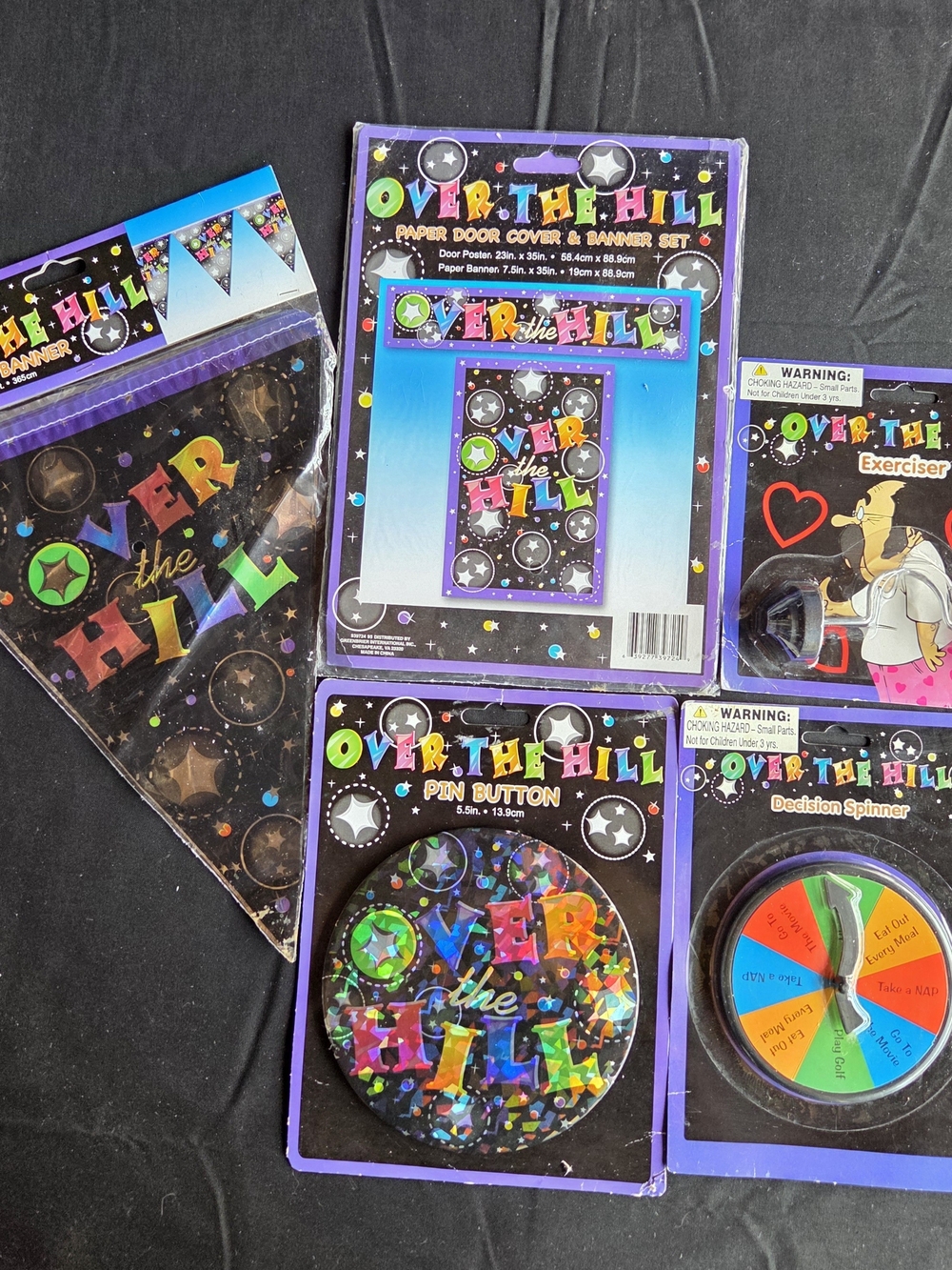 Party Supplies Bundle - Over The Hill Colorful Celebration Decor 5 Pc Set NWT